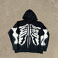 Black Skeleton Mohair Zip Up