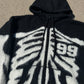 Black Skeleton Mohair Zip Up