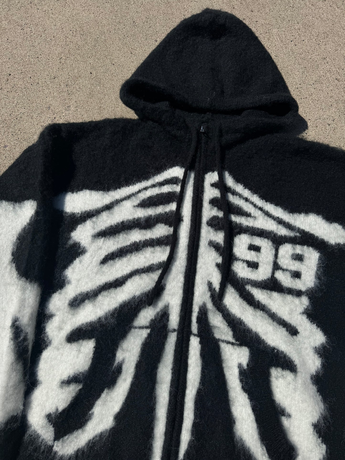 Black Skeleton Mohair Zip Up