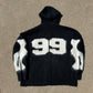 Black Skeleton Mohair Zip Up