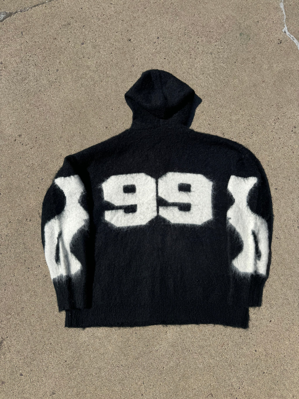 Black Skeleton Mohair Zip Up