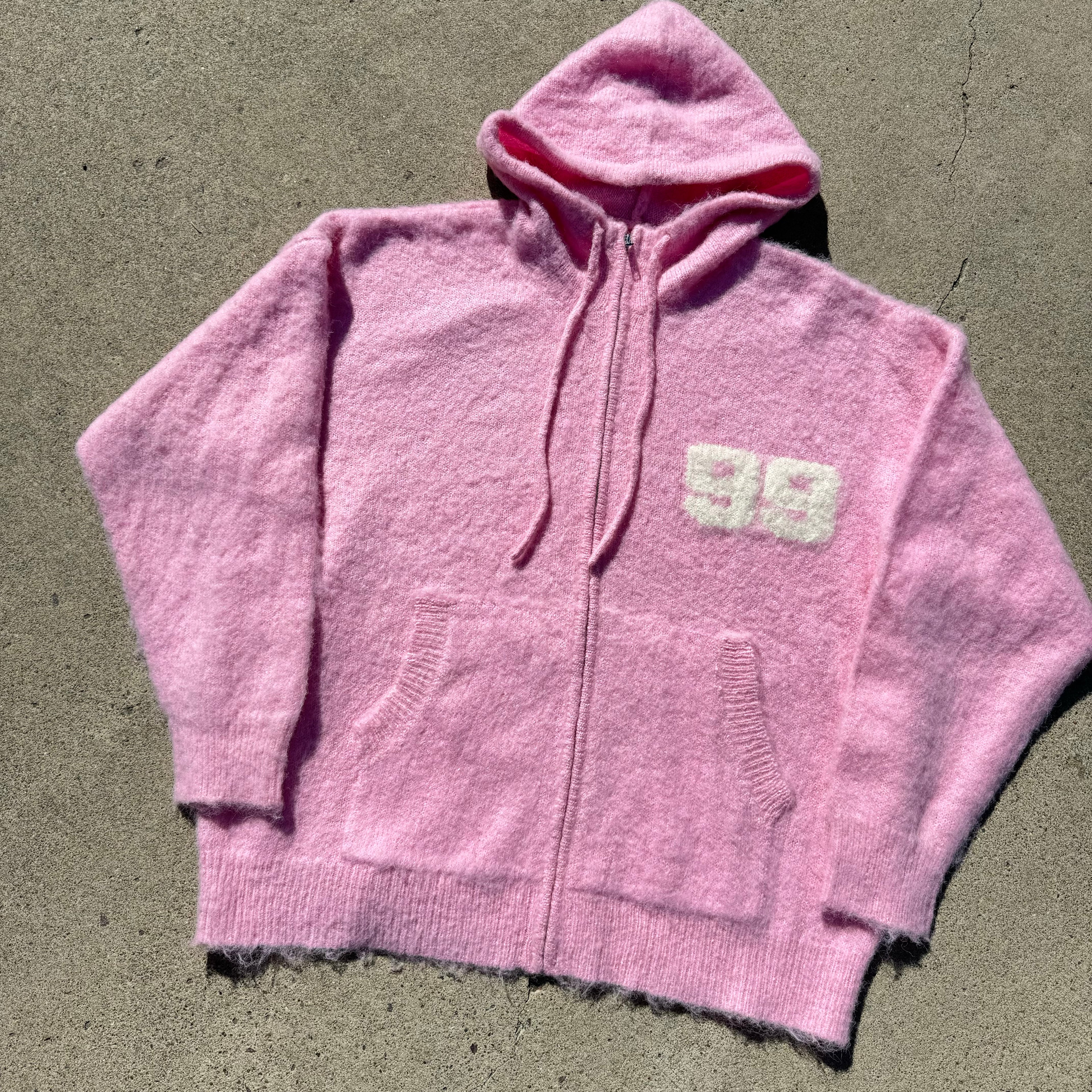 Mohair Zip Up Pink
