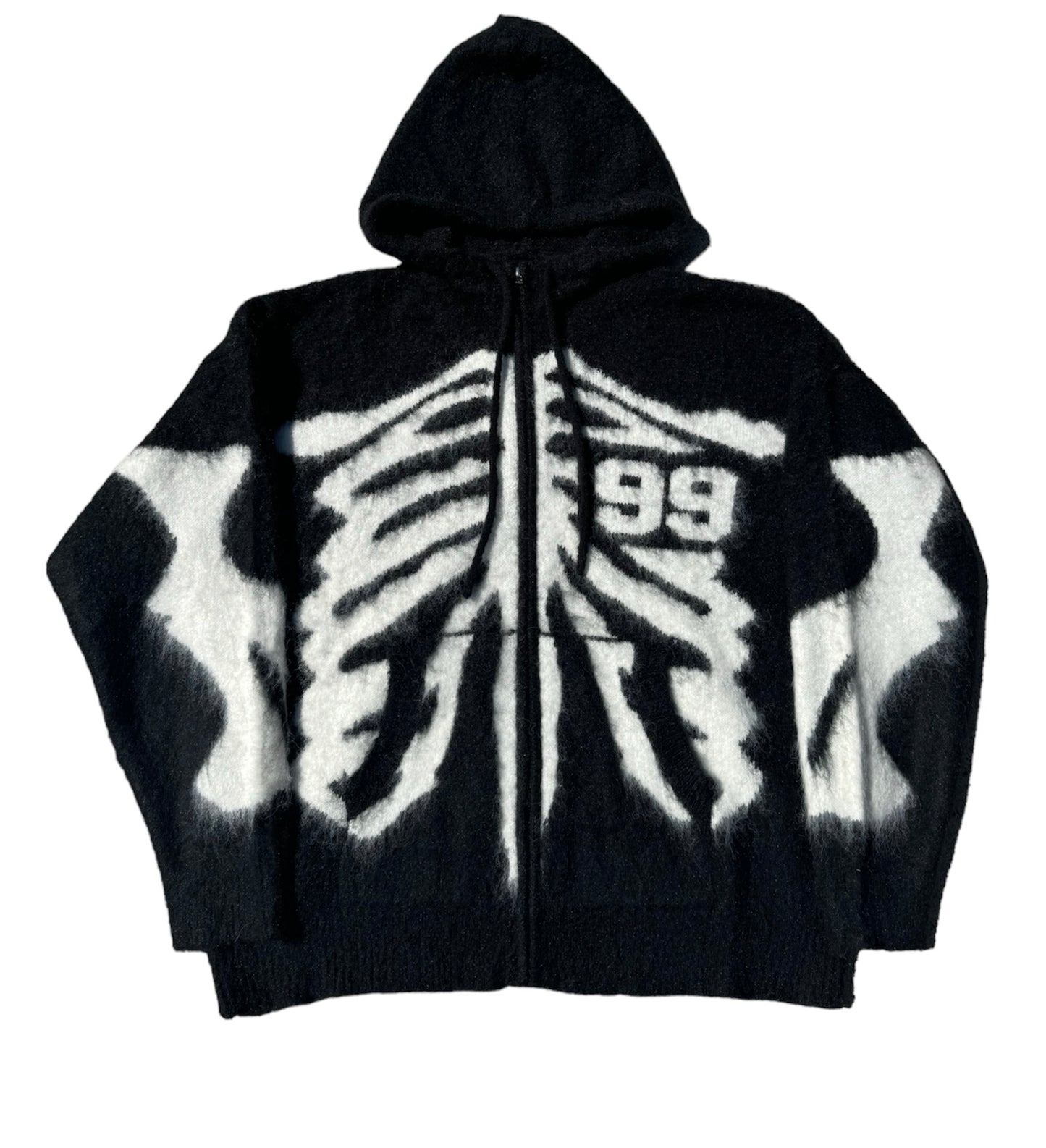 Black Skeleton Mohair Zip Up