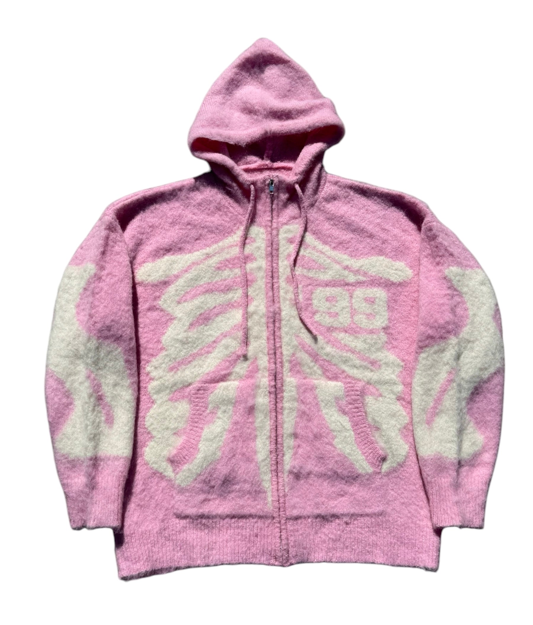 Pink Skeleton Mohair Zip Up